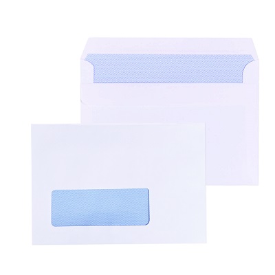 1000 x C6 Window Self Seal Envelopes 114x162mm - White, 80gsm